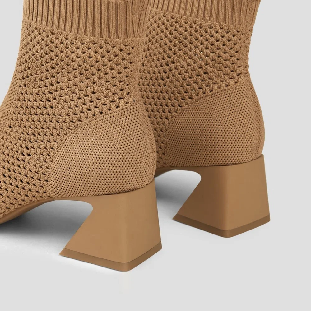 NEW VIVAIA Square-Toe Perforated Heeled Boots Comfy minimalist sustainable 9.5 - Picture 5 of 10